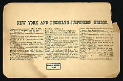 New York and Brooklyn Suspension Bridge. Verso.