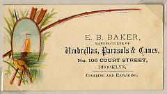 Tradecard. E. B. Baker. 106 Court St. Brooklyn, NY. Recto.