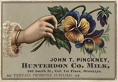Tradecard. John T. Pinckney, Hunterdon Company. 340 Smith Street. Brooklyn.