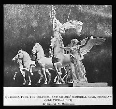 Views: Brooklyn, Long Island, Staten Island. Brooklyn monuments. View 010: Quadriga from the Soldiers' and Sailors' Memorial Arch by Frederick W. MacMonnies (side view-right) , Brooklyn.