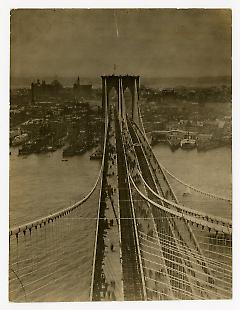 Brooklyn Bridge, view from Brooklyn Tower looking toward New York. May 25, 1883.