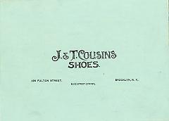 Trade card. J. & T. Cousins. Shoes.  498 Fulton Street. Brooklyn.Verso.