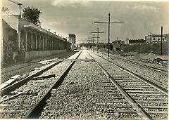 Looking west from 4th Ave. showing progress on station and road bed