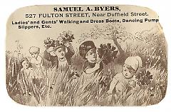 Tradecard. Samuel A. Byers. 527 Fulton Street. Brooklyn, NY. Recto.