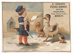 Tradecard. F. Edwards Fine Shoes. 166 & 168 Atlantic Ave. Brooklyn, NY. Recto.