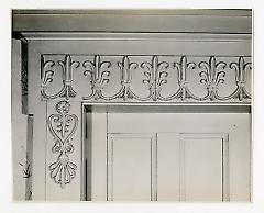 Top of large double doors, 2nd floor. Lay House, 11 Cranberry Street, Brooklyn, N.Y. (detail).