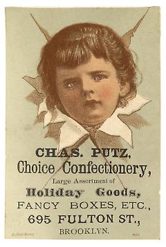Tradecard. Chas. Putz. 695 Fulton Street. Brooklyn, NY. Recto.