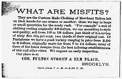 Tradecard. Misfit Parlors. Fulton St & Elm Place. Brooklyn, NY. Verso.