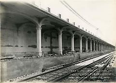 Looking north from Ave. R showing progress on east bound station platfrom and canopy