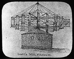 Views: Brooklyn, Long Island, Staten Island. Brooklyn scenes; buildings. View 045: Lott's Mill, Flatbush, 1877.