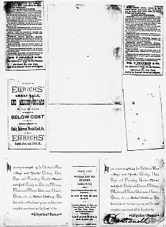 Photocopy of set of 9 tradecards mounted on cardstock. Verso.