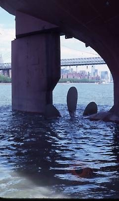 [Stern, prop, and rudder of ship]