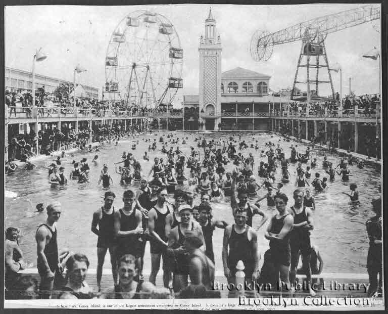 Steeplechase Park swimming pool, 193-?. Coney Island Collection.
